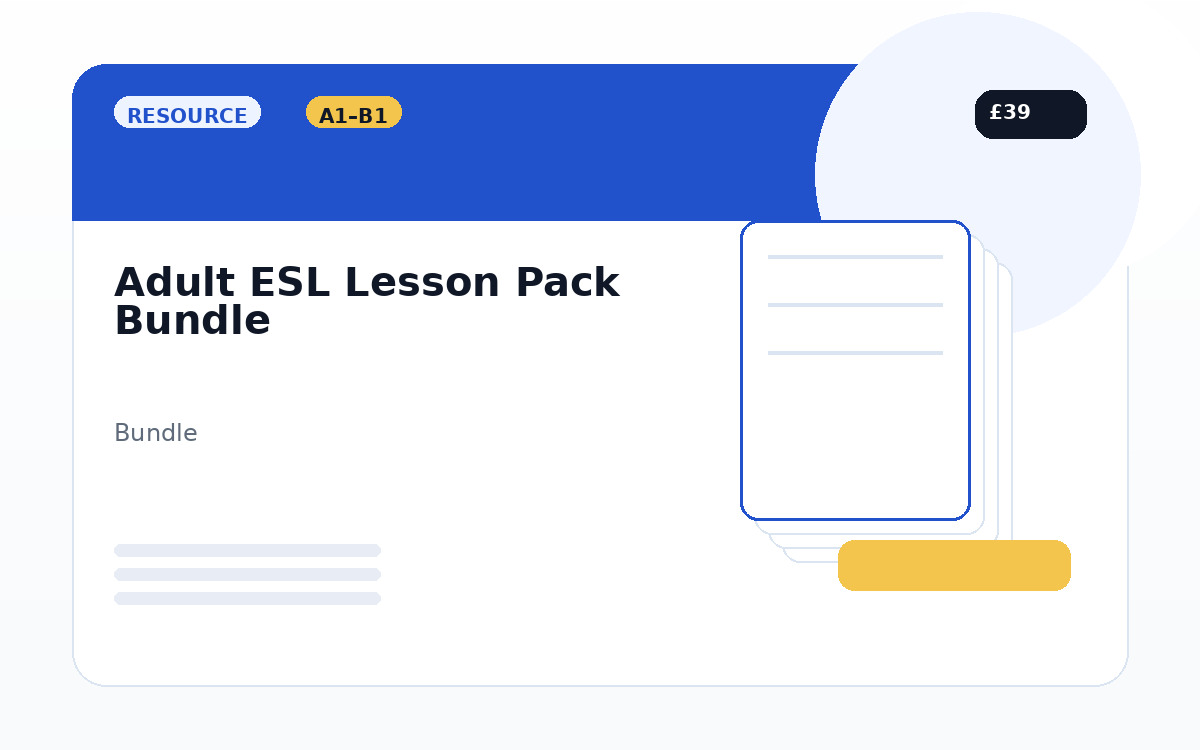 Adult ESL Lesson Pack Bundle