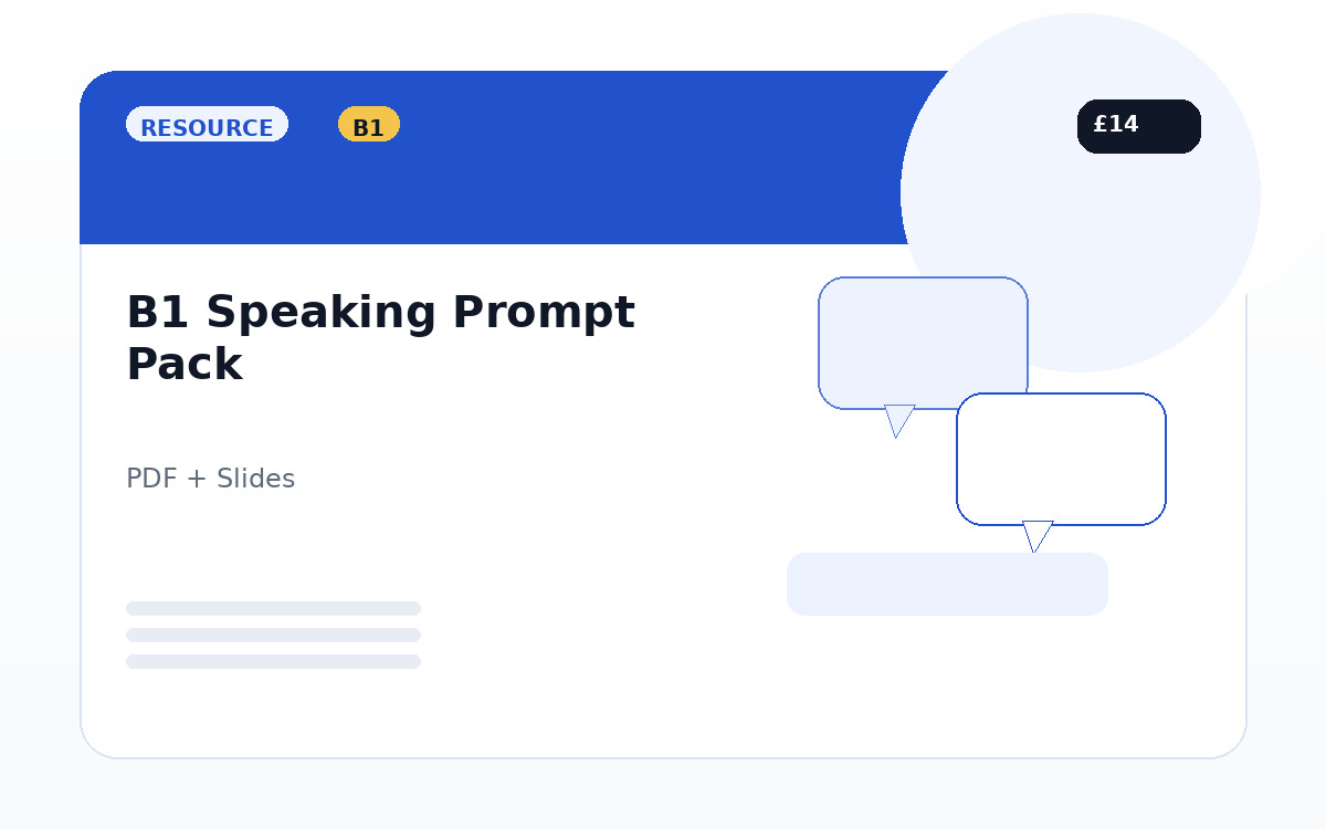 B1 Speaking Prompt Pack